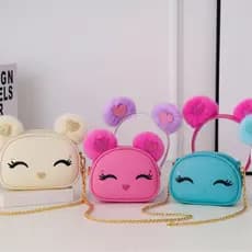 Kit Bolsa e Tiara Infantil com PomPom