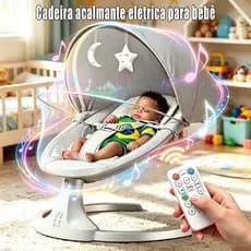 Cadeira Balanço Elétrica com Controle, Música e Mosquiteiro – Ergonômica, Portátil e Superconfortável