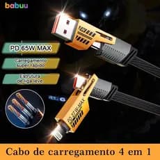 Cabo de carregamento 4 em 1 carregamento rápido Cabo de dados de rápido de metal para Android iPhone