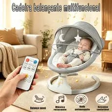 Cadeira Balanço Elétrica para Bebê com Controle Remoto, Música e Mosquiteiro – Máquina de acalmar bebê！