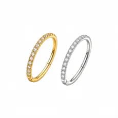 Piercing Argola Clik Liga de titânio Zircônia Cravejada Prata/Dourado