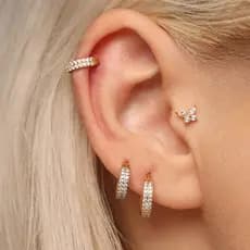 Piercing Titânio Dupla Cravejada Argola Zircônia Click Articulado