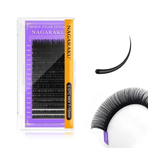 [Inventário local] Natural original de cílios falsos, preto estendido curls,NAGARAKU 0.07D 7mm-15mm