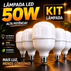Kit 5/3/2 Lâmpadas Bivolt  Alta Potencia 50w 6500K Super Bulbo Forte Luz Branca lâmpada led quarto lâmpada cozinha