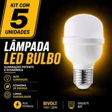 Kit 5 Lâmpadas LED 20W E27 Bivolt Luz Branca 6500K Alto Brilho Econômica lâmpada alto brilho lâmpada alto brilho Cozinha
