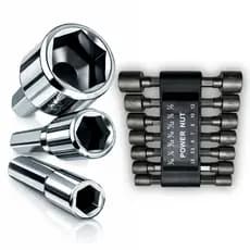 Kit Soquete Canhão 1/4 Magnético 14 Peças Aço mm e Pol