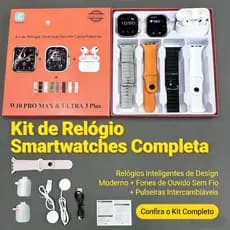 W10 Pro Max & Ultra 3 Plus com 2 Smartwatches Fone I13 Sem Fio e 8 Pulseiras Exclusivas para Monitoramento de Saúde e