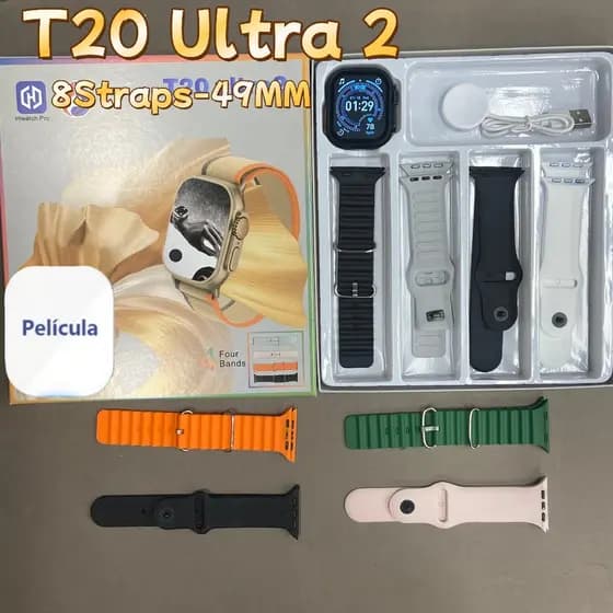 Smartwatch T20 Ultra2 with 8Straps - Carga Sem Fio + Série 9 - SP