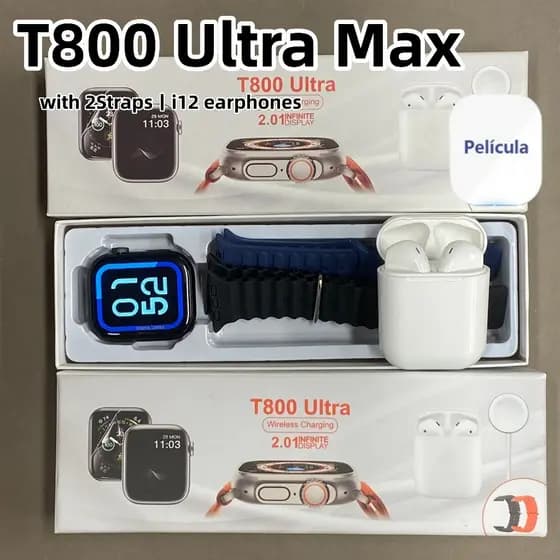 2026 Novo Smartwatch Relógio Inteligente T800 Ultra Max 2.01 " Tela HD Receber/Discar Chamadas 123 Alarme Esportivo