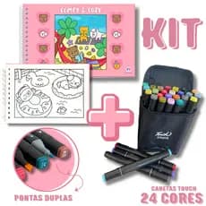 Livro Comfy Goods Capa Dura Explore Criatividade Colorir 24 Canetas Touch Pontas Duplas Passatempo