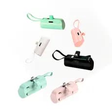 Carregador Mini Power Bank 5000mAh Bateria Auxiliar Sem Fio 2em1 Carregador Portátil para iPhone e Tipo-C