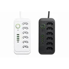 Extensão 5 Tomadas 4 USB 1 Type-C Universal Bivolt Power 110v/220v 2m
