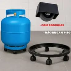 Suporte com Rodinhas para Botijão de Gás Base Móvel Não Risca o Piso