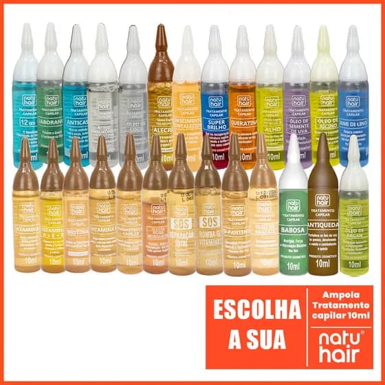 Kit 6 Ampolas NatuHair 10ml  Hidratação + Crescimento + Reconstrução | Escolha as Suas