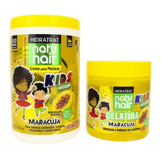 Kit Gelatina de Maracujá Natuhair 500g Antifrizz Modelador de cachos