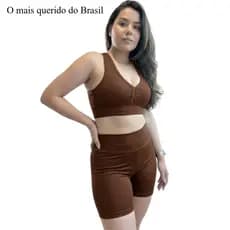 Conjunto Fitness Feminino Short + Top Bojo Removível Suplex Academia Zero Transparência