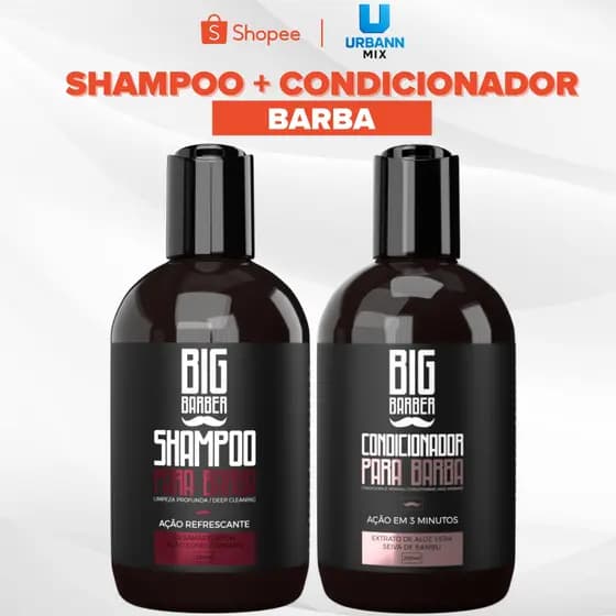 Kit Shampoo + Condicionador Para Barba Big Barber 250ml Caixa Com 2 Unidades