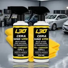 Kit Espelhamento 2 Ceras L3D Nano Vitri Carnaúba e SiO2 Brilho Intenso + 2 Flanelas Microfibra