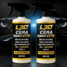 2 Cera Cristalizadora L3D Nano SiO₂ Carnaúba 450ml – Brilho Intenso, Espelhamento Fácil