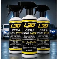 Kit 3 Ceras Automotiva Líquida L3D Brilho Espelhado Facil Aplicação + Proteção UV