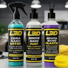Kit L3D Cera Nano Vitri SiO2+Carnaúba + Polidor Nano Paint + Revitalizador Plásticos Interno/Externo