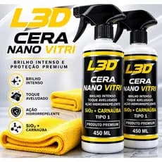Kit Espelhamento 2 Cera L3D Nano Carnaúba + 2 Flanelas Microfibra