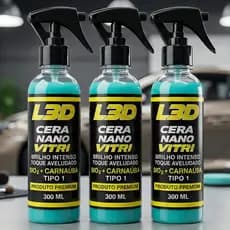 Kit 3 Cera Automotiva L3D Nano Vitri Vitrificadora SiO2 Carnaúba 300ml