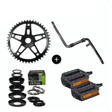 Kit Coroa De Bicicleta 40/46D + Pe De Vela Monobloco Aço Resistente + Movimento Central + Pedal NOVO