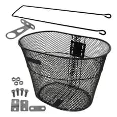 Cesta Grande Bike Aro 26 Aço Preto Aramada c/ Haste