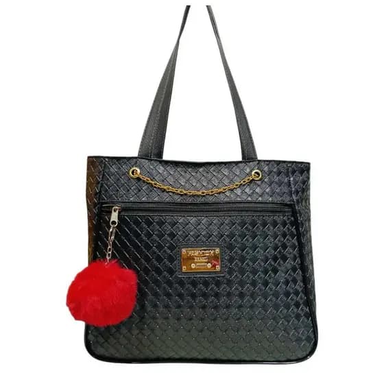 Bolsa Feminina Mediana de Ombro com Corrente Dourada e Pompom de Brinde – Estilo Elegante e Espaçosa