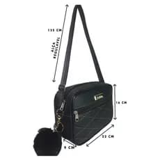 Bolsa feminino transversal de ombro elegante  com pompom de brinde – estilo moderno y versátil