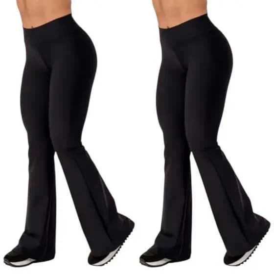 Calça Flare Feminina Legging Cintura Alta Modeladora Academia Casual Premium