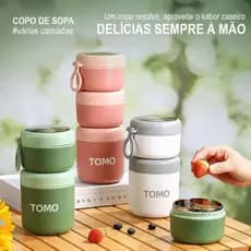 Kit até 3 Marmitas Inox 304 com Isolamento Térmico – 290ml a 530ml – Escolha o Kit Desejado