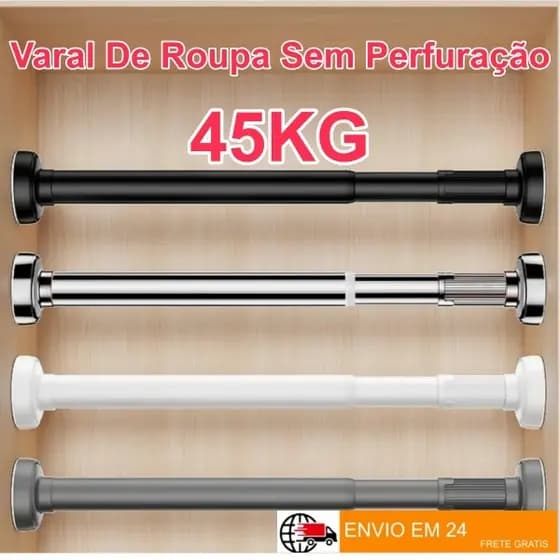 Varão Regulável Barra Pressão /cortina Box Banheiro Cozinha 55-80CM Capacidade de carga extremamente alta