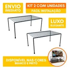 Kit 2 Organizador de Cozinha Rack Prateleira Suspensa Suporte Armário Multiuso 32cm Elegante