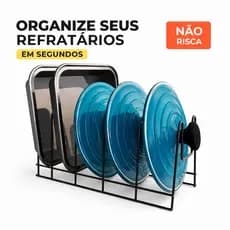 Porta Refratário Organizador De Tampa De Panela Formas Armário Cozinha Aramado Aço