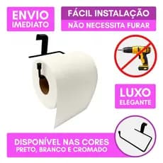 Suporte Porta Papel Higiênico Sem Furo Simples Encaixe Caixa Acoplada Luxo Resistente Elegante