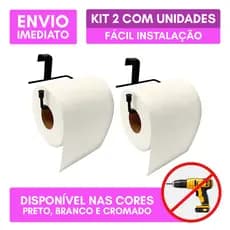 Kit 2 Suporte Porta Papel Higiênico Sem Furo Simples Encaixe Caixa Acoplada Luxo Resistente