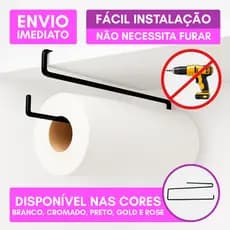 Porta Papel Toalha Suspenso Armário Cozinha Organizador Sem Furo Rolo Alumínio Filme