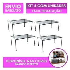 Kit 4 Organizador de Cozinha Rack Prateleira Suspensa Suporte Armário Multiuso 32cm Luxo