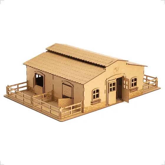 Mini Estábulo Em MDF Cru Fazendinha Infantil Brinquedo Educativo MDF Criativa