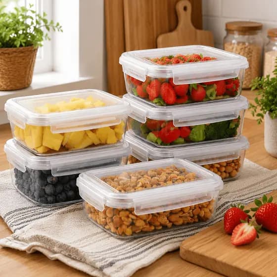 Kit Marmita Potes com Travas Laterais BPA FREE - Alimentos Organizadores de Cozinha