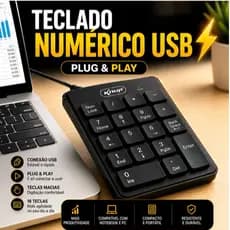 Mini Teclado Numérico Portátil USB 18 Teclas - Compacto, Plug and Play, Teclas Macias