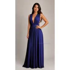 Vestido Longo Elegante Decotado Malha Fria  Festa Casamento Eventos Especiais