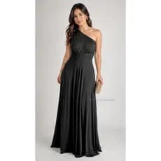 Vestido Longo Elegante Único Ombro P/ Festa Casamento Eventos Especiais – Malha Fria