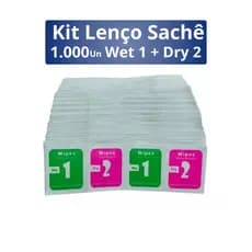 KIT Lenço Sachê  Wet 1 + Dry 2 Limpeza Para Aplicação de Películas de Vidro Gel Celular