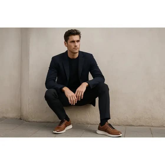 Tênis Sneaker Wizzor New York Marrom Couro
