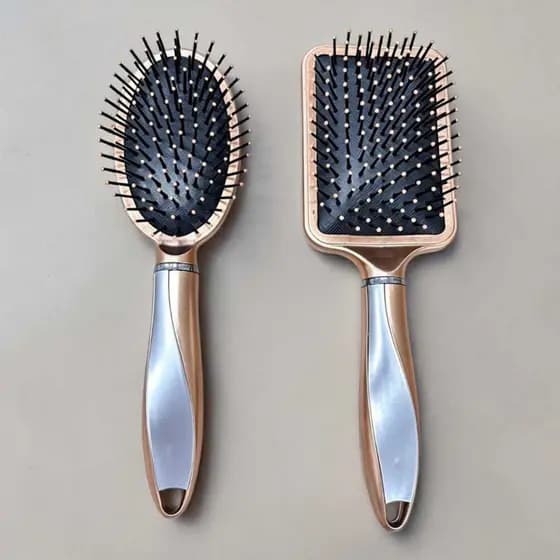 Escova De Cabelo Profissional Pente de Pentear almofadada com cerdas macias oval e raquete