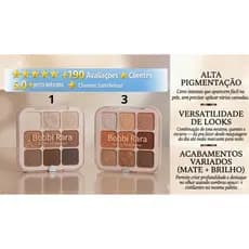 Paleta de Sombras Bobbi Rara Cor 01, 02 e 03 | Alta Pigmentação | Acabamento Profissional