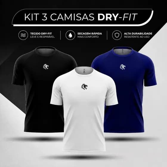 Kit 3 Camisetas Premium Academia Masculina | 5 Estrelas | Dry Fit Anti-Suor | Esportiva